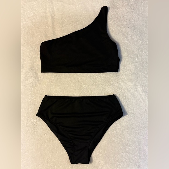 π©·PINK Victoria's Secret Sport Active Asymmetrical Bikini in Classic Black - Picture 2 of 11